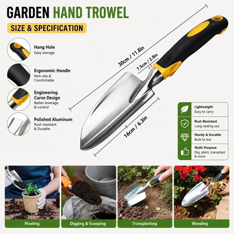 Pá de Jardim em Aço Inoxidável - Gardening Tools Trowel avaliação e preço